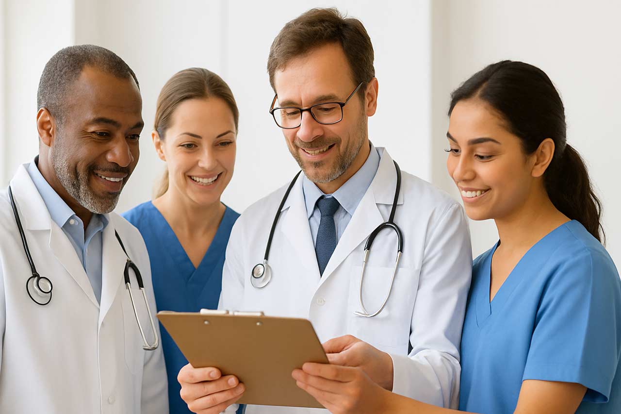 Healthcare team reviewing patient safety checklist together � Curtis Legal